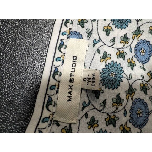 Max Studio Blue Kimono Sleeve Tie-Front Blouse Print Bell Sleeve Women's Small - Picture 2 of 3